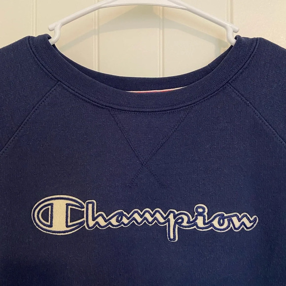EUC | Champion women’s navy blue logo crewneck — small - Picture 2 of 6